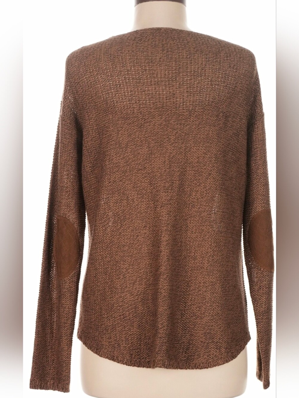 EUC - RDI V-Neck Long Sleeve Elbow Patch Sweater - Brown MEDIUM - Picture 8 of 10